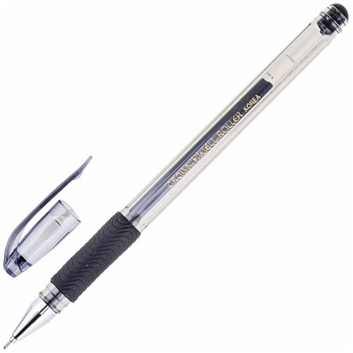 Ручка гелевая с грипом CROWN “Hi-Jell Needle Grip“, черная, узел 0,7 мм, линия письма 0,5 мм, HJR-500RNB