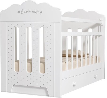 Кровать детская BONNE маятник с ящиком (белый) (1200х600)