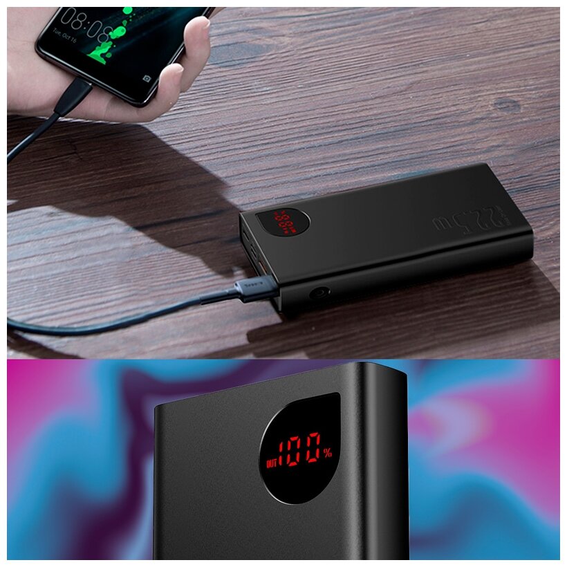 Внешний аккумулятор Baseus Adaman Metal Digital Display Fast Charge Power Bank 20000mAh 22.5W - фотография № 4