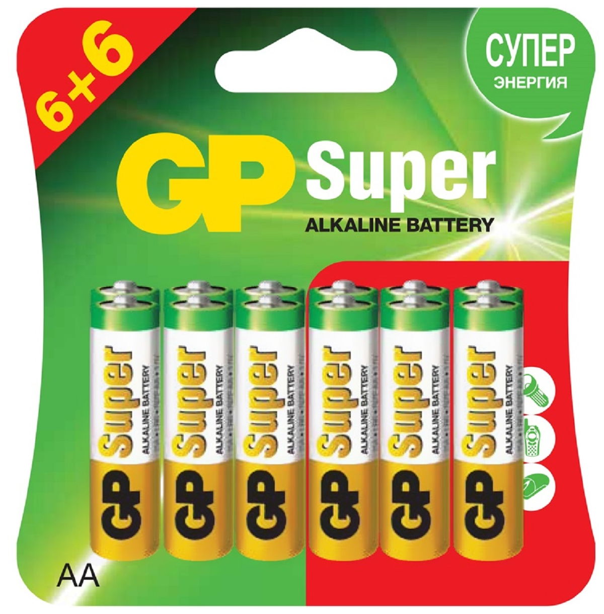 Батарейки GP Super LR6 AA, 12шт