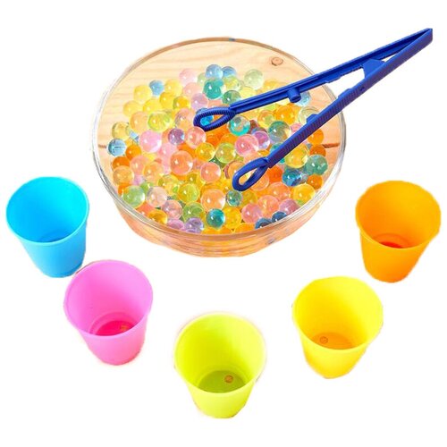 Развивающая игрушка Zabiaka Сортер-стаканчики: Гидрогель с пинцетом (4288646), разноцветный развивающая игрушка сортер стаканчики с бусинками 1 шт