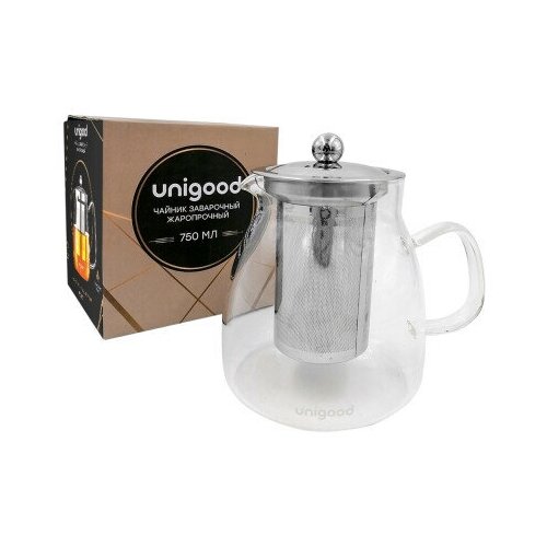 Чайник заварочный Unigood 750 мл стеклянный hm-ts04-2
