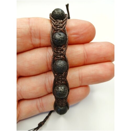 фото Славянский оберег, плетеный браслет, вулканическая лава, размер one size, коричневый с любовью