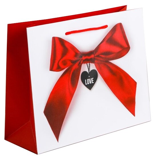 Пакет подарочный Дарите счастье Счастье мое, 23x27x8 см, белый/красный