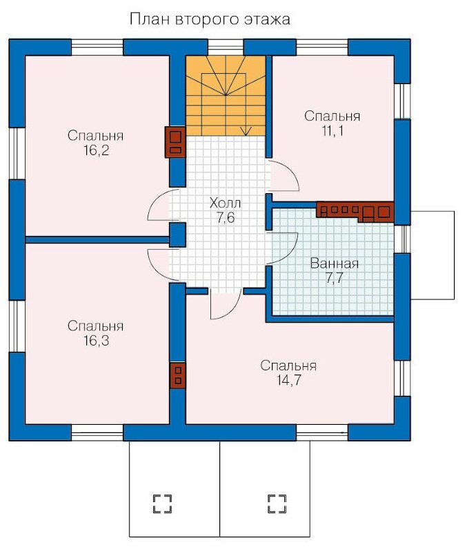 Проект газобетонного дома Catalog-Plans-40-04BE (145,47кв.м, 10x10м, газобетон 400) - фотография № 3