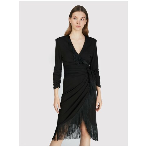 Платье Twinset Milano, вискоза, вечернее, прямой силуэт, до колена, размер 40 EU, черный