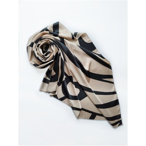 фото Платок, sergio valentini, шёлковый платок, цвет: кофе с молоком, черный, 90 х 90 см