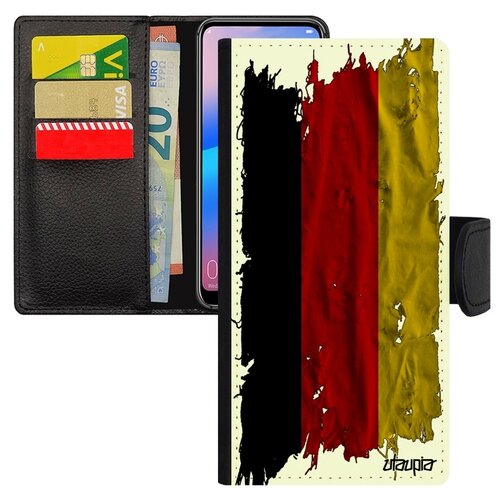 фото Чехол-книжка на мобильный huawei p20 pro, "флаг германии на ткани" страна патриот utaupia