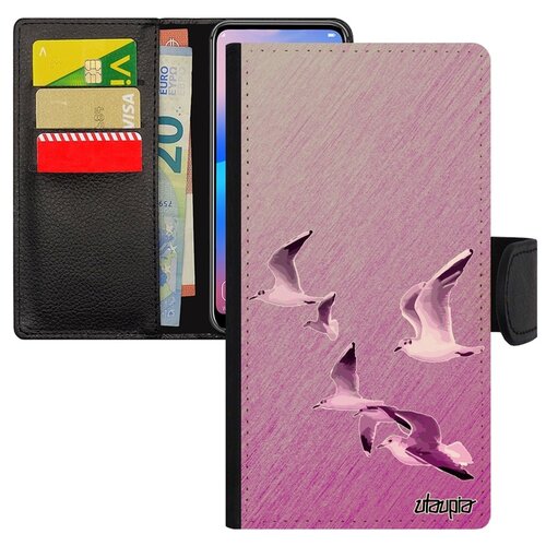 фото Чехол книжка на телефон xiaomi mi 8, "чайки" море птицы utaupia