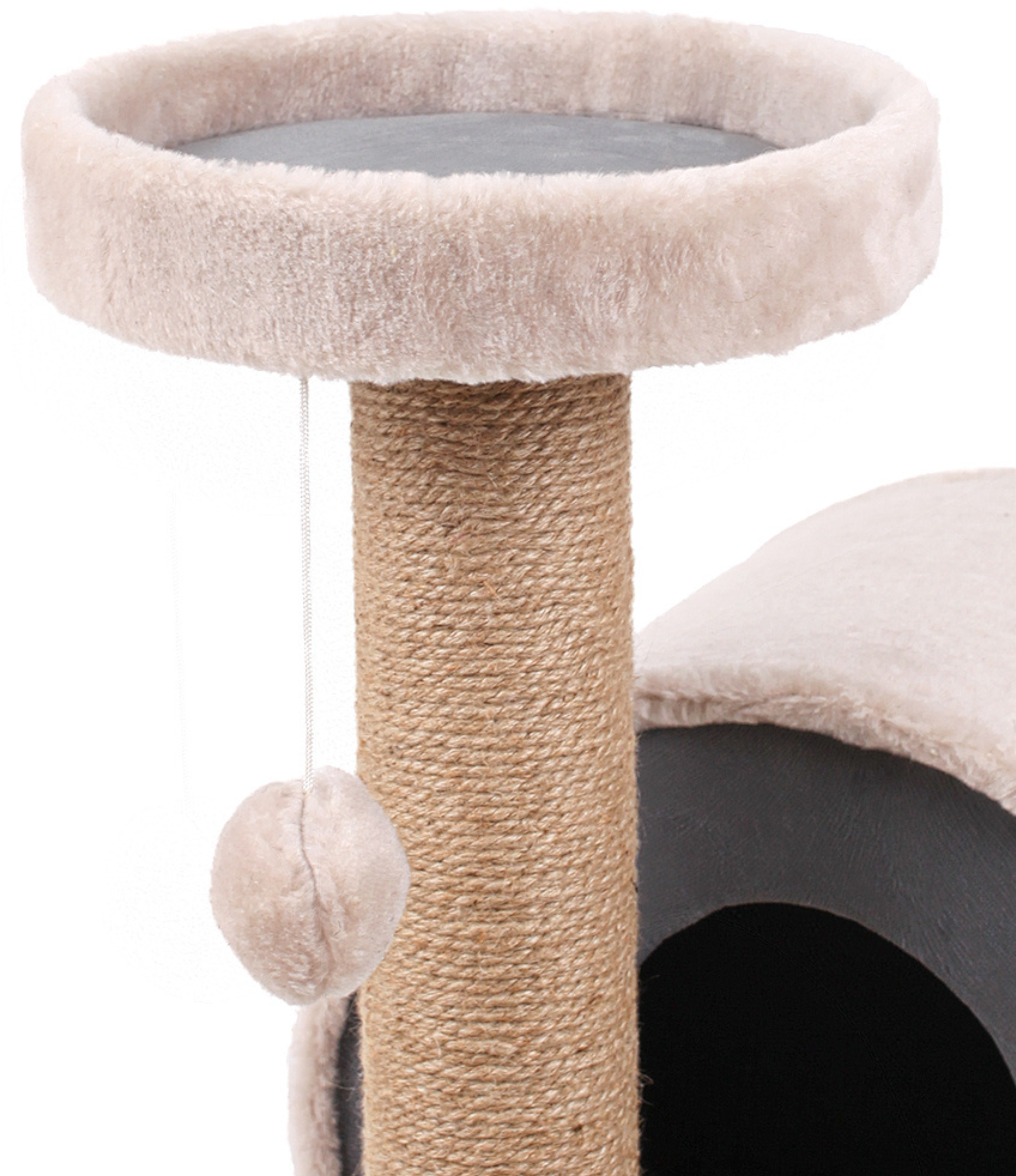 Когтеточка для кошек с домиком, лежанкой, игровой комплекс, джутовый столбик / серый "котUпёс" - фотография № 4