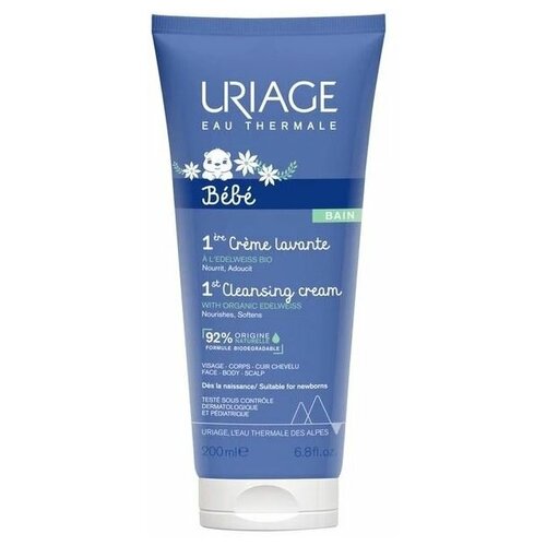 Крем Uriage Gamme Bebes Bebe 1st Cleansing Cream BAIN, Первый очищающий пенящийся крем, 500 мл крем для чувствительной кожи лица тела и волос пенящийся очищающий uriage урьяж 200мл