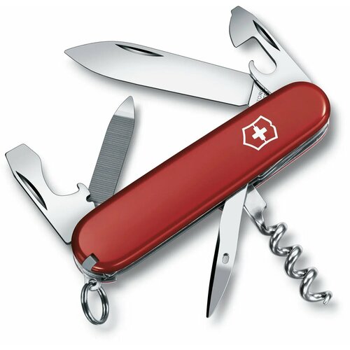 Нож складной VICTORINOX Sportsman, 84 мм, 13 функций, лезвие и инструменты из нержавеющей стали, рукоять из красного пластика