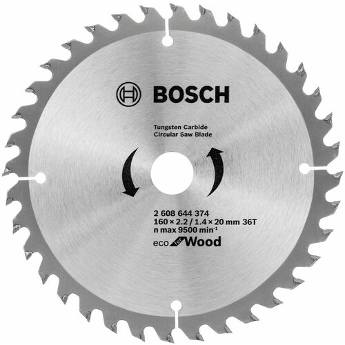 Пильный диск по дереву BOSCH 160х36х20/16 Eco Wood