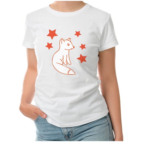 Женская футболка «лиса и звезды» (L, темно-синий)