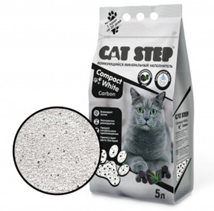 Наполнитель Кэт Степ для кошачьего туалета комкующийся Минеральный с Активированным углем 5 л (4,2 кг)