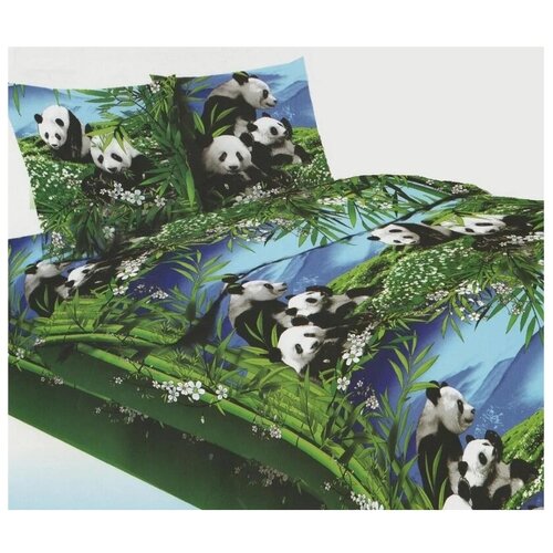 Комплект постельного белья 1, 5 спальный Дружные панды бязь Premium 100% хлопок Иваново IVSELENA наволочки 70х70