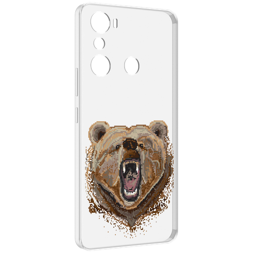 Чехол MyPads пиксельный медведь для Infinix Hot 20i задняя-панель-накладка-бампер