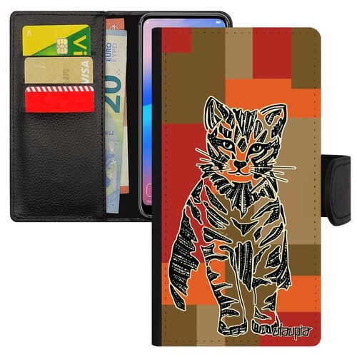 фото Чехол книжка на мобильный samsung galaxy a40 оригинальный дизайн кот бенгальский маленький utaupia