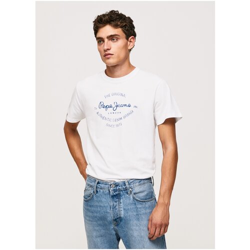 футболка для мужчин, Pepe Jeans London, модель: PM508703, цвет: белый, размер: 52(XL)