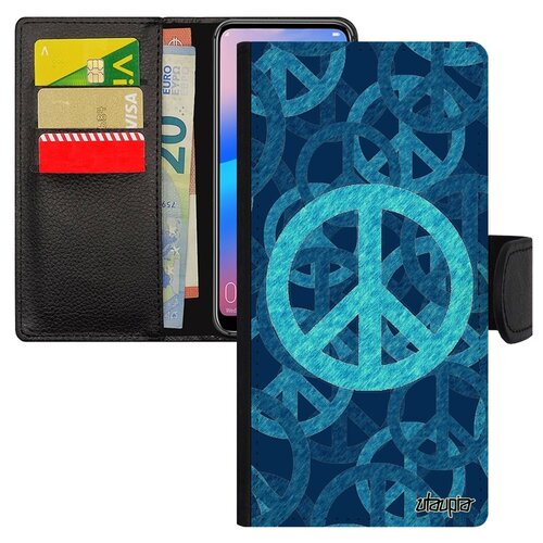 фото Чехол книжка на мобильный redmi 6a, "peace and love" пацифизм мандала utaupia