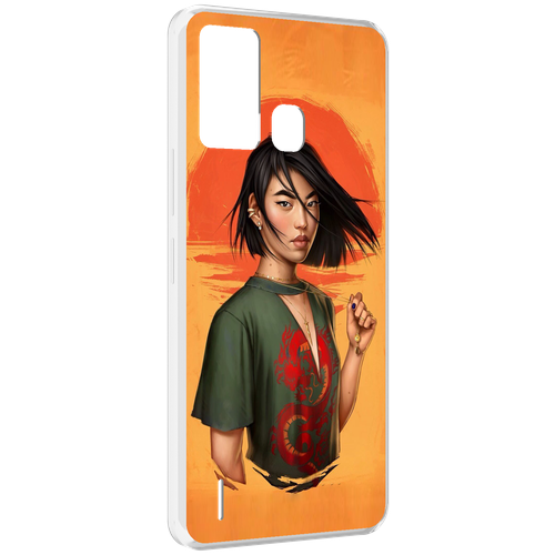 Чехол MyPads девушка-в-оранжевом-фоне женский для ITEL S16 / ITEL Vision 1 Pro задняя-панель-накладка-бампер