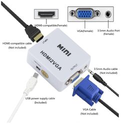 Конвертер HDMI - VGA+Audio+питаниеот USB + Блок питания от сети в комплекте