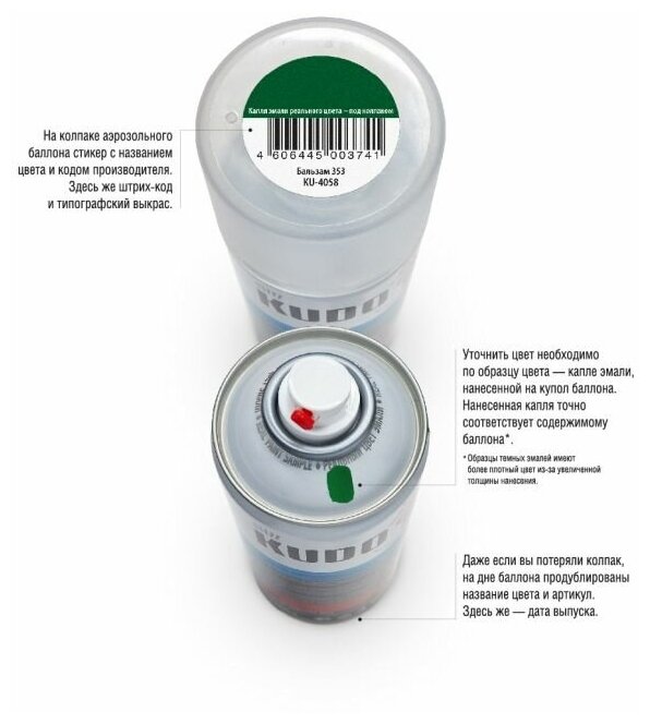 KUDO аэрозольная автоэмаль 1К алкидная (ВАЗ) 420 балтика, глянцевый, 520 мл - фотография № 5