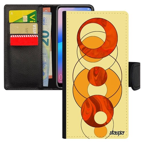 фото Чехол книжка для телефона huawei p20 pro уникальный дизайн круги узор кольца utaupia