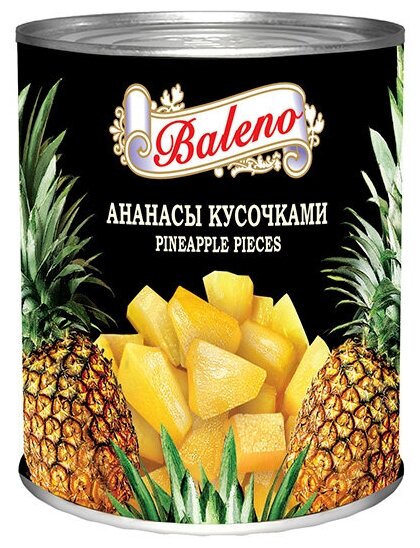 Консервированные ананасы Baleno кусочками в сиропе жестяная банка