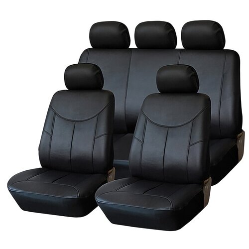фото Чехлы универсальные на автомобильные сиденья, комплект "style", экокожа, черные kraft