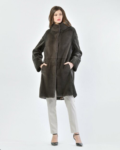 Пальто Gabriel Pisani, норка, силуэт прямой, размер 44, серый