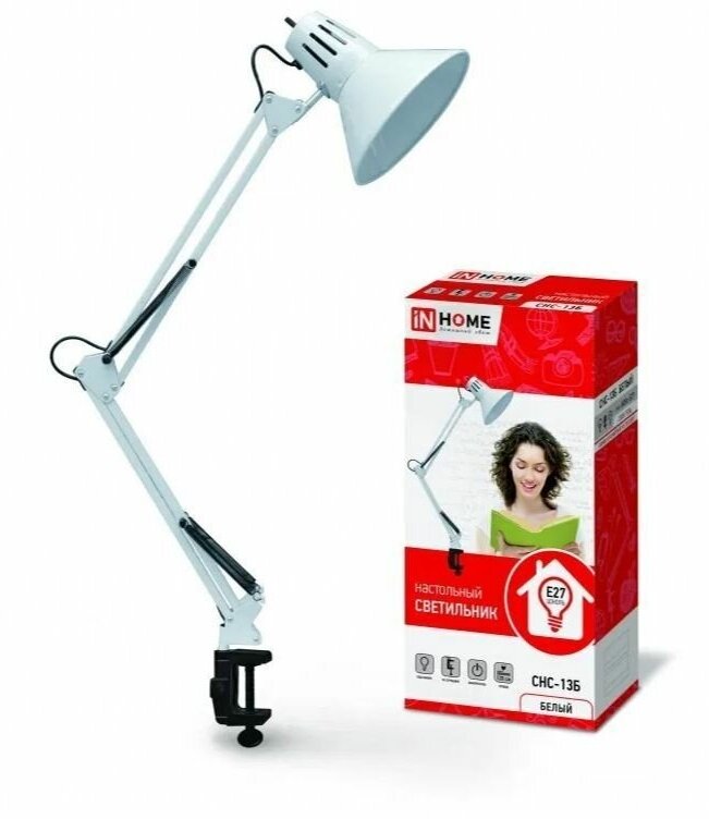 Настольная лампа под цоколь E27 (максимальная мощность лампы 60 Вт) на струбцине In Home СНС