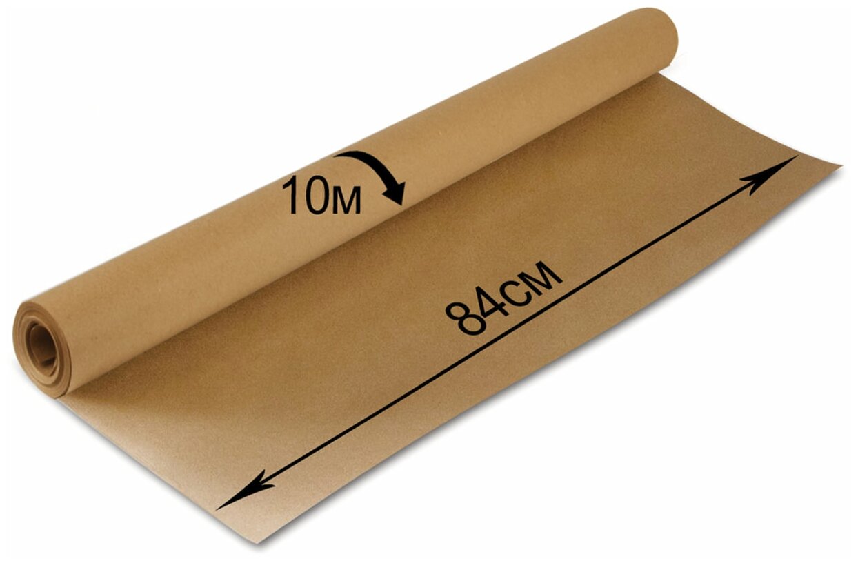 Крафт-бумага в рулоне Brauberg 840 мм, 10 м, плотность 78 г/м2, марка А, (коммунар) (440145)