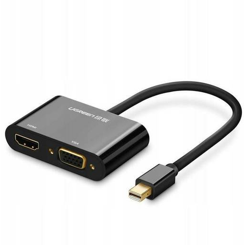 конвертер ugreen md114 20418 mini dp to hdmi vga dvi converter 13 3 см черный Переходник/адаптер UGreen mini DP - VGA/HDMI MD108, черный