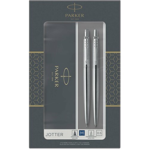 фото Набор parker "jotter stainless steel ct": шариковая ручка синяя и механический карандаш, 2093256