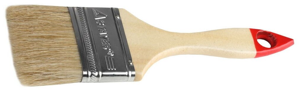 STAYER Universal 63 мм, 2,5″ светлая натуральная щетина, деревянная ручка, Плоская кисть, STANDARD (0101-063)