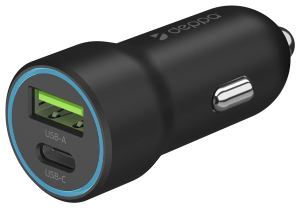 АЗУ USB-C + USB A, PD 3.0, QC 3.0, 20W, черный, Deppa (11298)