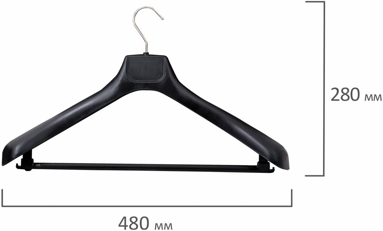 Вешалка-плечики КНР размер 50-52 пластик, анатомическая перекладина, крючки бретели, черный (С041) - фотография № 3