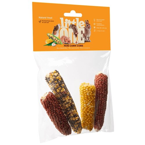 Лакомство для кроликов, грызунов Little one Mini corn cobs, кукуруза (0.13 кг) (3 штуки)