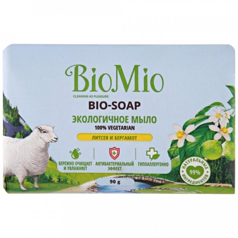 Мыло туалетное BioMio Bio-soap, Литсея и бергамот, 90 г (520.04187.0101)