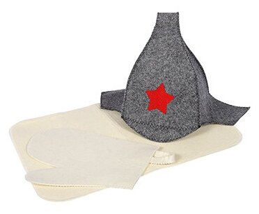 Банные штучки Набор из 3-х предметов: шапка Буденовка рукавица коврик