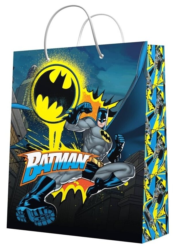 Пакет подарочный ND Play большой DC Comics Batman сине-черный с паттерном 335*406*155 мм