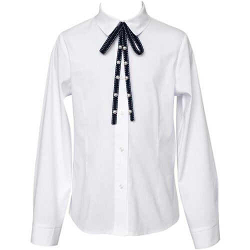 Школьная блуза SLY, на пуговицах, длинный рукав, размер 140, белый