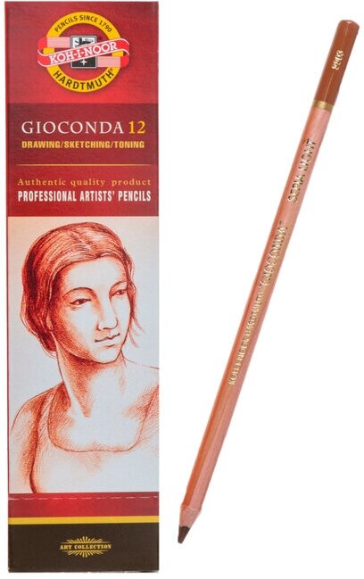Сепия коричневая светлая Gioconda, карандаш, L=175мм, R=7,5мм, 12шт/уп. - фотография № 4