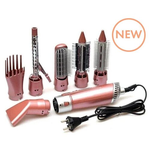 Фен-щетка 7 в 1 Gemeiионизацияуход за волосами 2200 Втконцентраторнасадка для завивкирозовый 448000₽