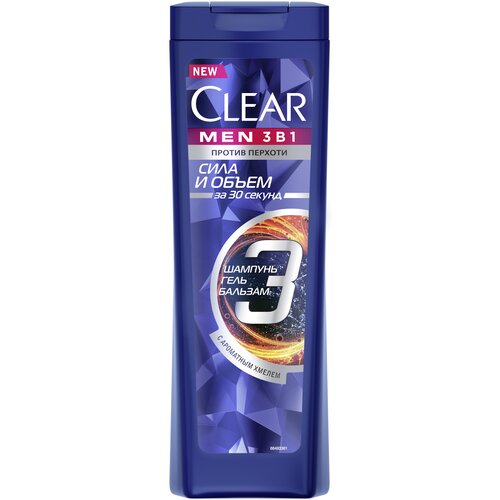 Clear Шампунь+бальзам+гель для душа Clear men Объем и сила, 400 мл