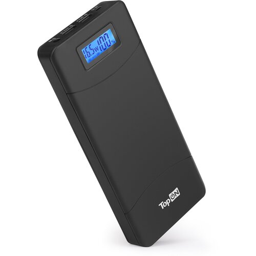 Внешний аккумулятор TopON TOP-T72 18000mAh (66.6Wh) QC 2.0, 2 USB для ноутбука, планшета, смартфона и аккумулятора авто. Черный