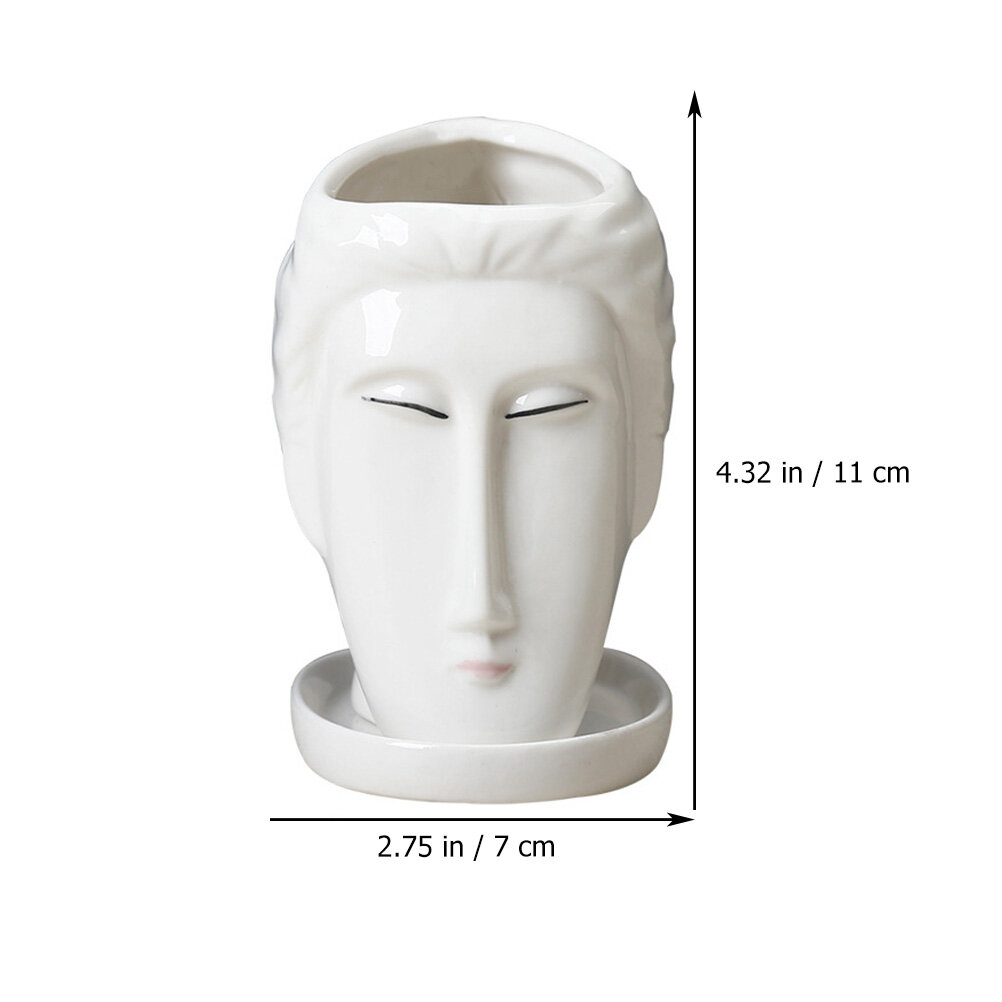 Керамический Цветочный Горшок Для Суккулентов Белый 7X11CM Декоративный Оригинальный Дизайн Для Дома