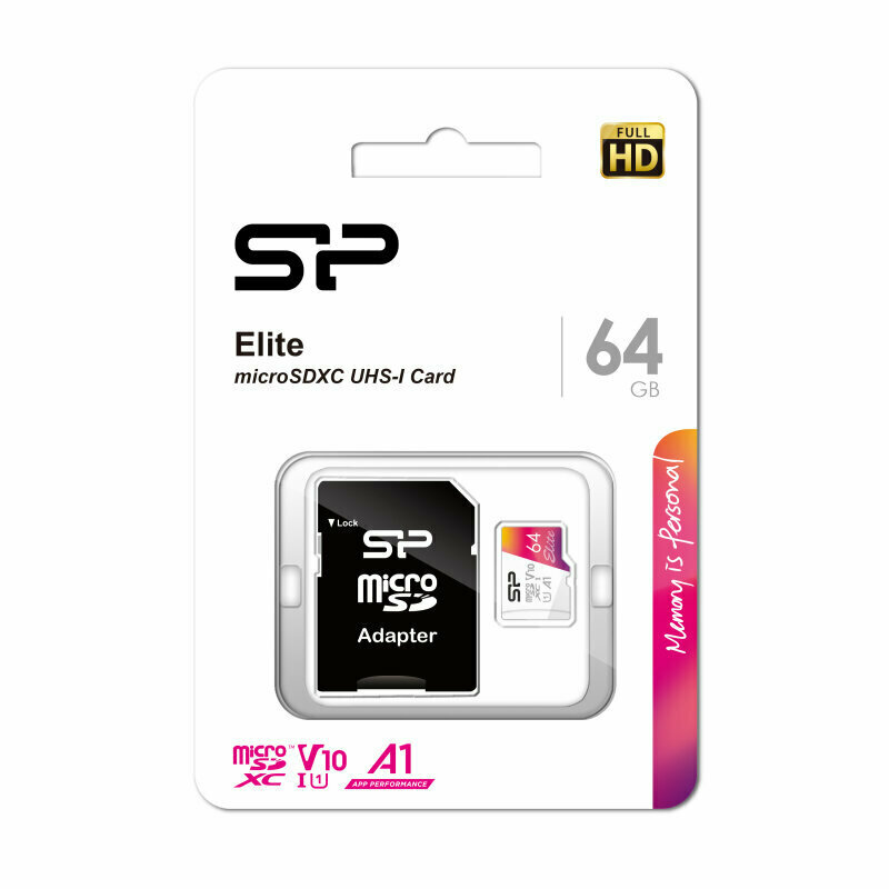 Карта памяти SILICON POWER micro SDXC 64Gb Elite Class 10 UHS-I U1 A1 + ADP (100/10 Mb/s)