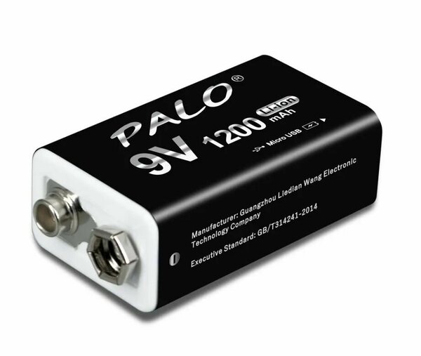 Аккумуляторная батарейка крона Palo 1200 mAh 9V 6F22 USB без USB кабеля